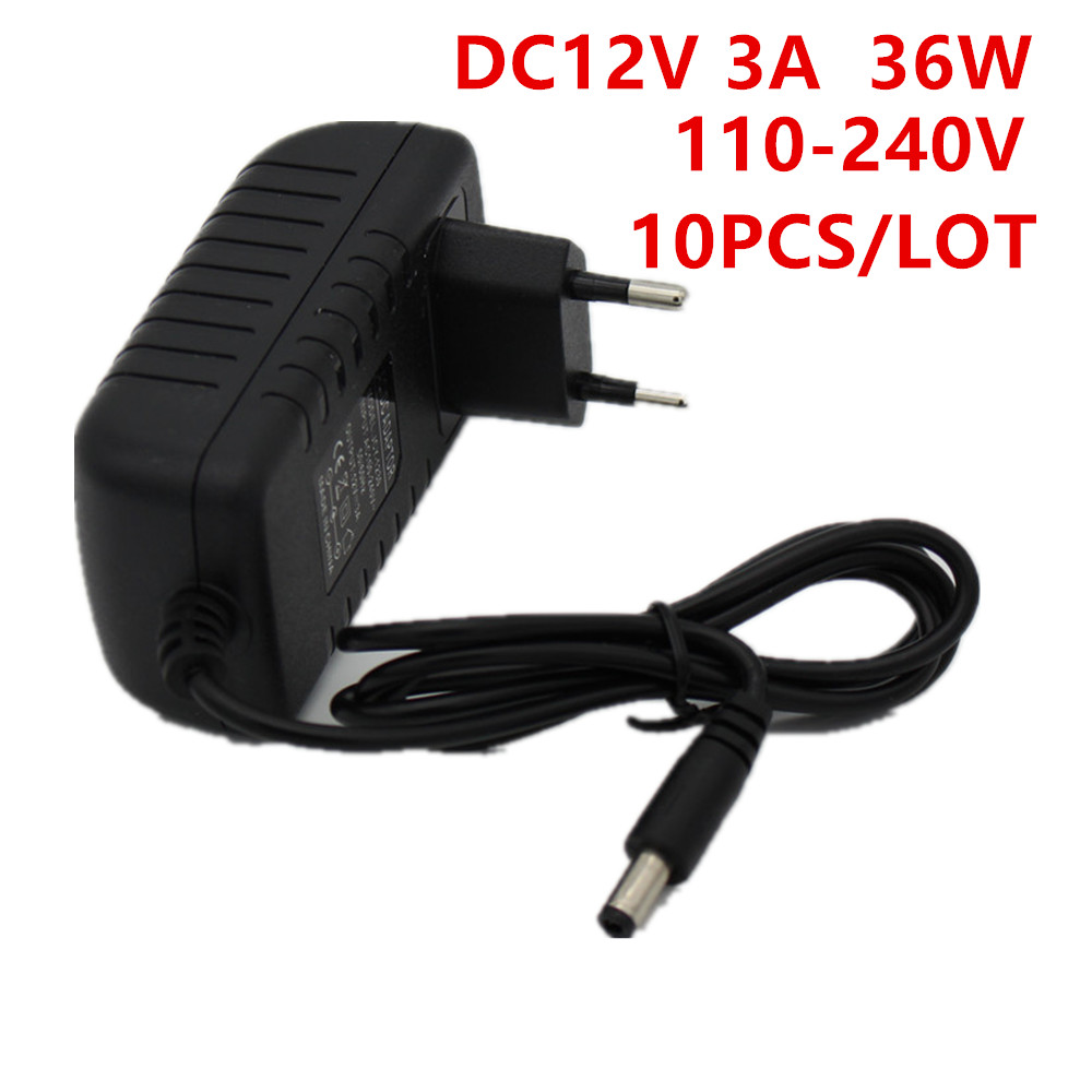 10pcs/lot High quality 110~240V EU/US DC 12V 3A power adapter, smd 5050 3528 5630 led strip light Switching Power supply