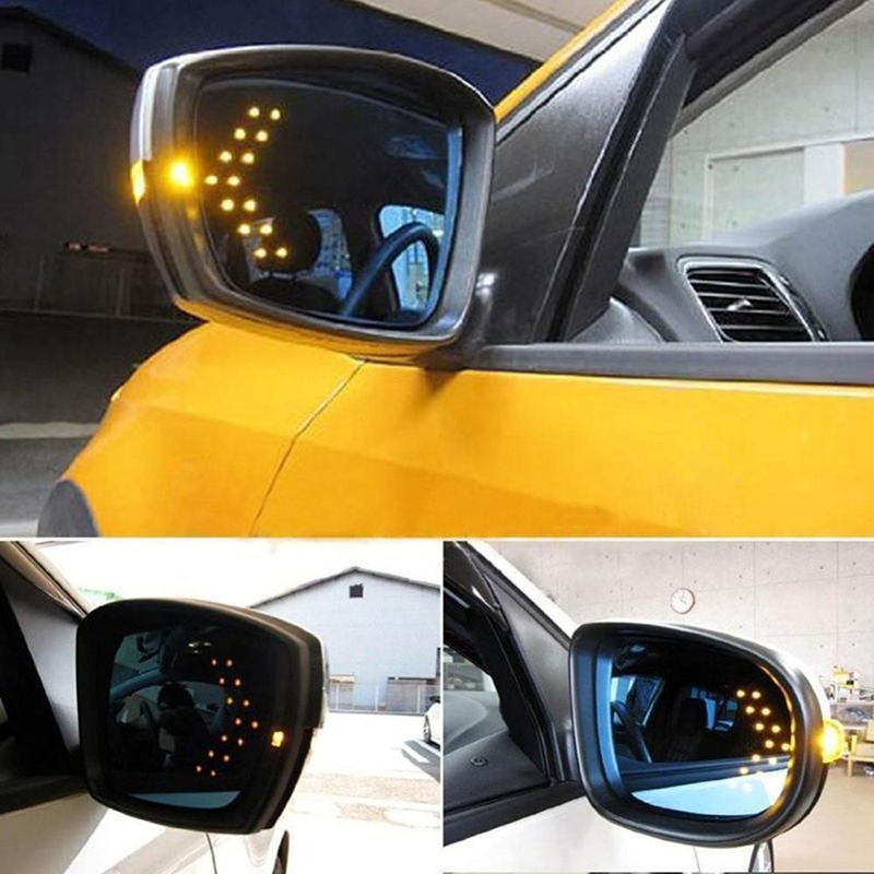 2pcs 14 SMD Car Turn Signals Arrow Panel LED Turning Light for Car Auto Rear View Mirror Indicator Turn Signal Lamp 12V DC