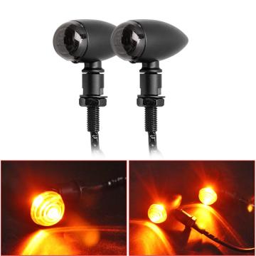 Motorcycle Retro Cafe Racer Bullet Turn Signals Indicators Blinker Lights Lamp Black For Harley Honda Cruiser Chopper Bobber