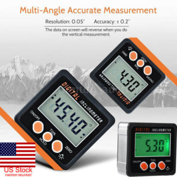 4*90° Digital Inclinometer Level Box Mini Protractor Angle Finder Bevel Gauge Magnet Magnetic Base Measuring Tools