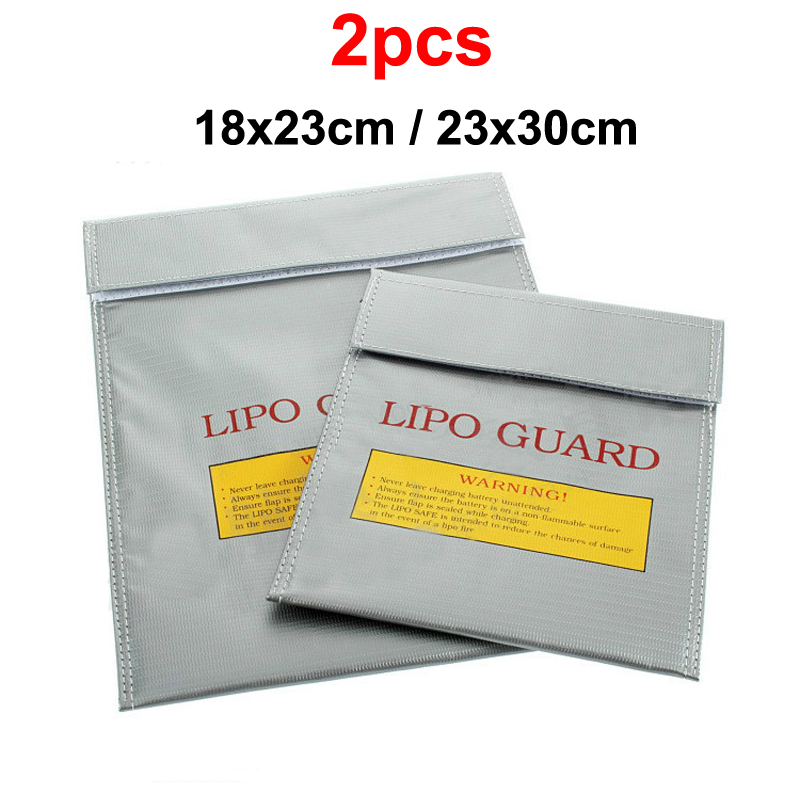 2pcs Lipo Battery Explosion-proof Safety Bag Portable Protective Handbag Fireproof Charging Case Size S/L for RC FPV Drone Parts
