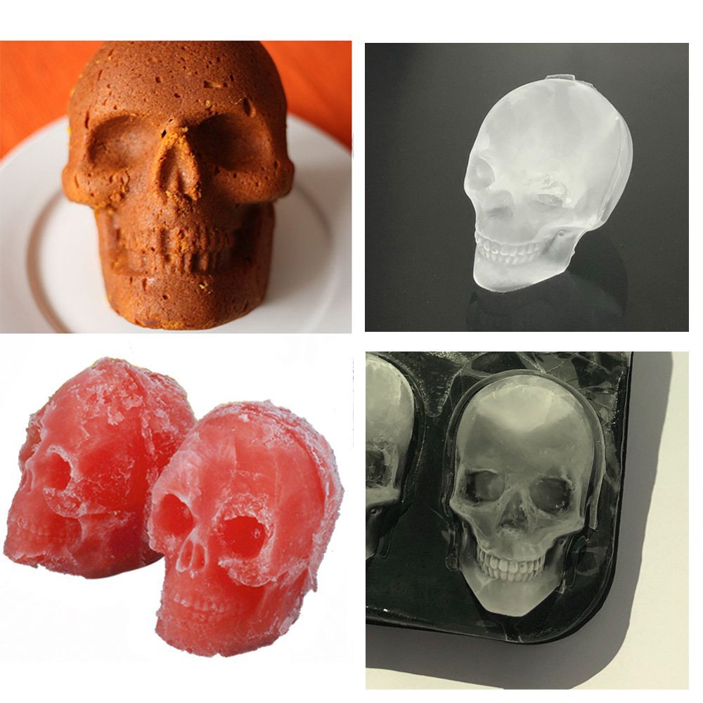 Whiskey Ice Cube Maker Noverty Skull Shape 3D Ice Maker Cube Molder Makers Bar Silicone Trays Chocolate Mold Ice Cream Tools