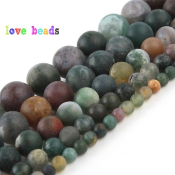 Natural Matte Stone Beads India Agates Round Loose Beads for Jewelry Making DIY Bracelet 15