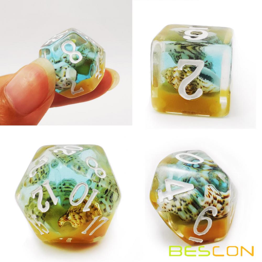 Bescon BeachTime Dice Set, Novelty RPG 7-dice Set in Brick Box Packing