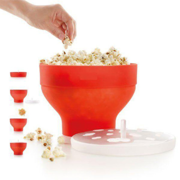 New FDA Silicone Red Popcorn bowl Home Microwaveable Pop Corn Maker Bowl Microwave Safe Popcorn Bakingwares Bucket DropShipping