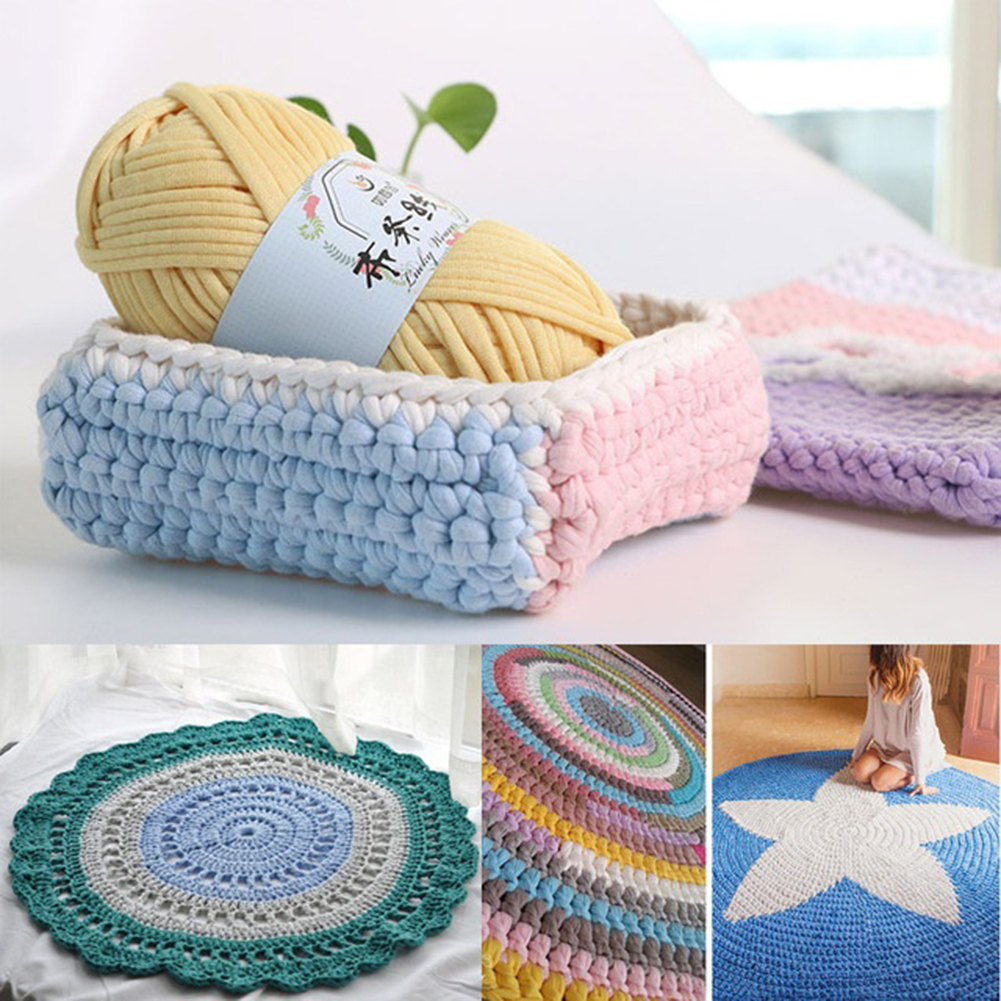 Hand-knit Woven Thread Thick Basket Blanket Carpets Yarn Cozy Cotton Wool Knitting Braided DIY Crochet Fancy soft Cloth Yarn