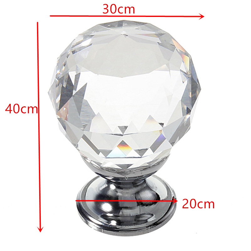 MTSPACE 1PC 30mm 50mm Spherical Clear Crystal Glass Door Knobs Drawer Cabinet Furniture Handle Knob Crystal Glass + Zinc Alloy