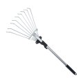 Expandable Hand Tool Garden Rake 9 Teeth Portable Telescopic Stainless Steel Agriculture Collect Loose Debris Lawns Lightweight