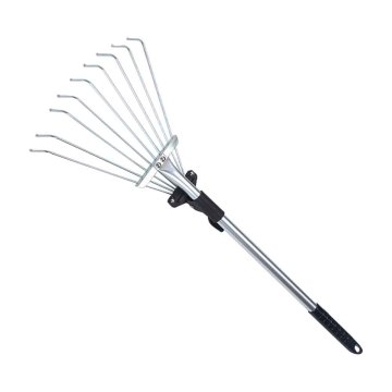 Expandable Hand Tool Garden Rake 9 Teeth Portable Telescopic Stainless Steel Agriculture Collect Loose Debris Lawns Lightweight