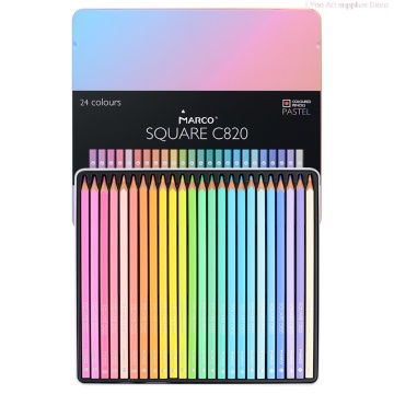 Marco 12/24Colors Macaron Square Pastel Oily Color Pencils professional Colored Pencils for School hand-painted pencil