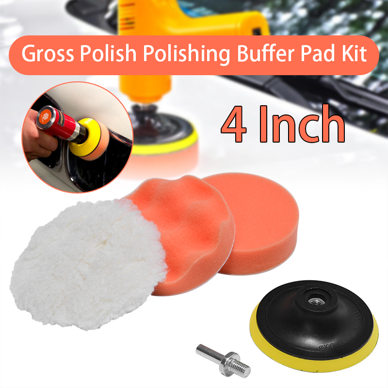 4 Inch Gross Polish Polishing Buffer Pad Kit With Drill Adapter For Car Polisher Pads High Performance Wool Foam Pad