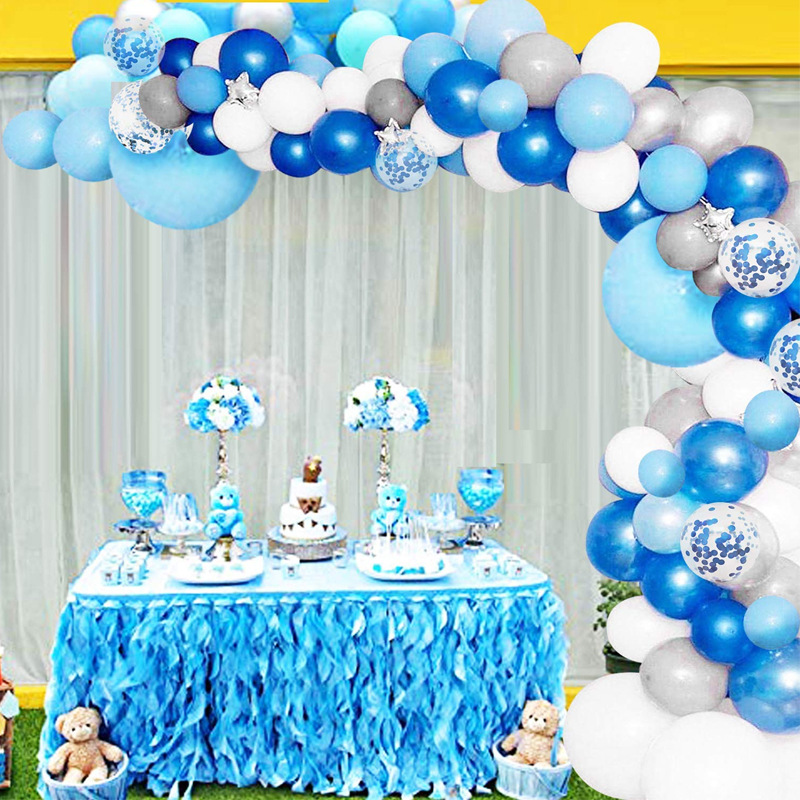 135pcs Balloon Garland Arch Kit 12in Blue Silver White Latex air Balloons Pack Birthday Wedding Party Decor Supplies Balloon Set