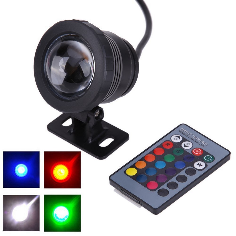 Pool Lights 16 Color 10W IP65 Waterproof RGB Underwater LED Light Submersible LED Underwater Light Swimming Pool Wedding Party