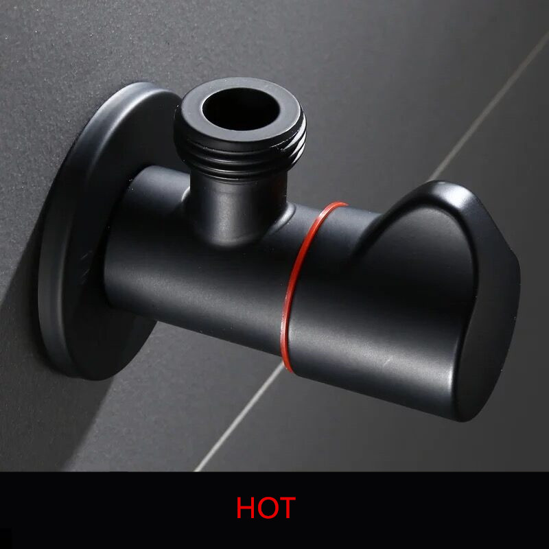 WZLY Bathroom Angle Filling Valve Faucets Black Stainless Steel Kitchen Cold Hot Mixer Tap Accessories Standard G 1/2 Threaded