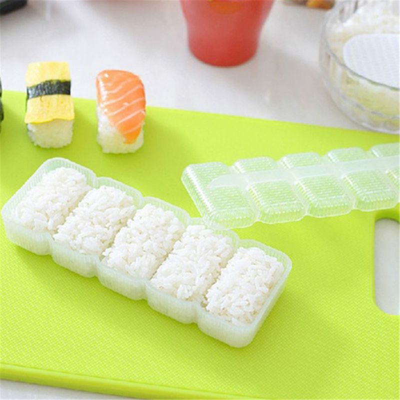 White 5 Grid Sushi Mold Bento Rice Ball Sushi Tool Set Seaweed Rice Ball Pressed Mold Bento Tool