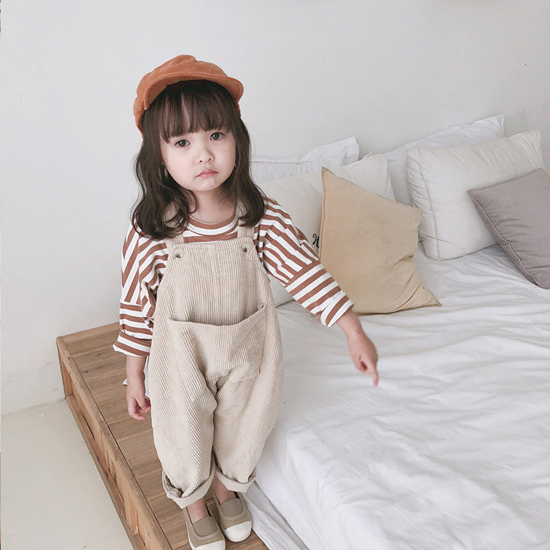 2020 Spring Korean style baby girls corduroy loose overalls cute kids all-match suspender trousers bib pants Boys Girls Jumpsuit