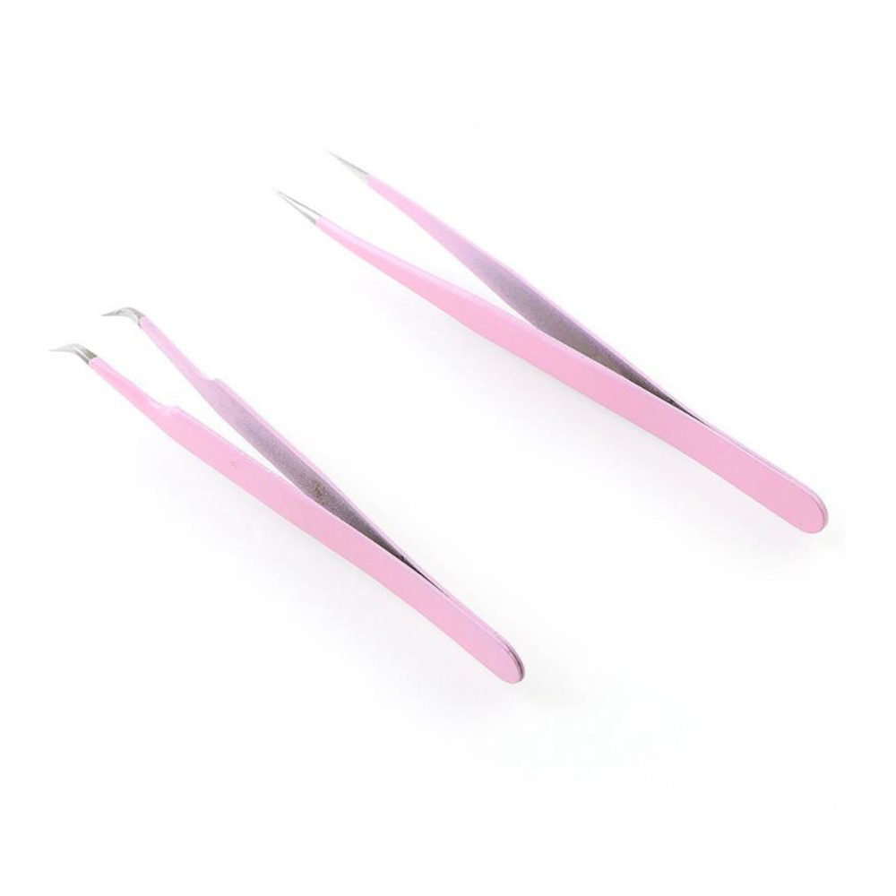 1pc Anti Static Eyebrow Tweezers Stainless Steel Eyelash Extension Tweezers Fake Eyelash Applicator Professional Makeup Tools