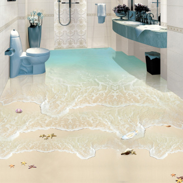 Modern Simple Beach Sea Wave Photo Wall Paper 3D Floor Tiles Murals Sticker Bathroom Waterproof Self Adhesive Vinyl 3D Wallpaper