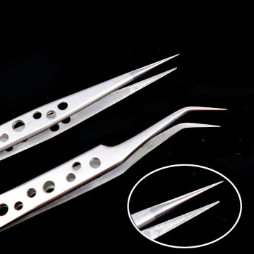 2pcs/lot Anti-static Straight Curved Tweezers Hardened Tip Eyelash Extension Forceps Nail Rhinestone Decorations Picking Tools