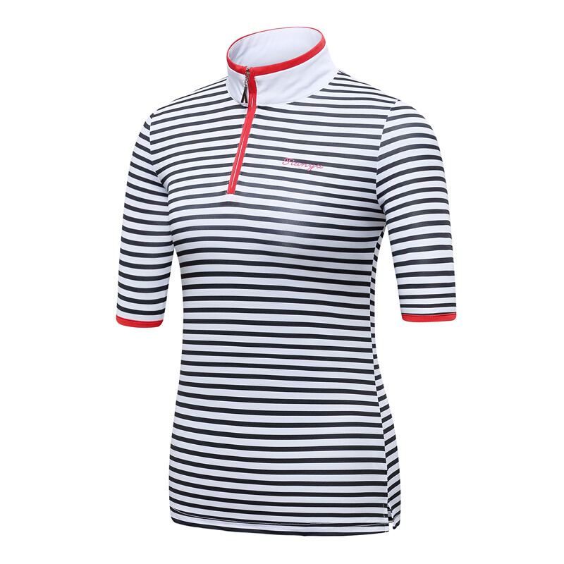 Tops Golf Clothing Womens Tshirt Short Sleeve Elbow Sleeve Uniform Elastic Stripe Sailor Suit Outdoor Polo Shirts Sports Clothes