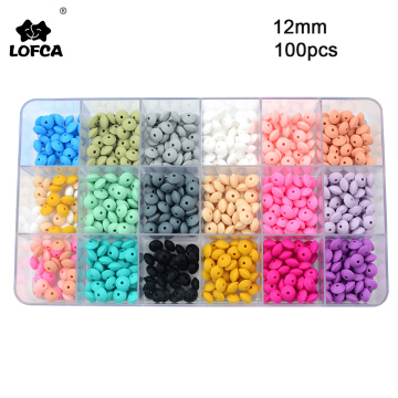 LOFCA 12mm 100Pcs/lot Silicone Lentil Round Beads Teething Baby Teether Chew BPA Free DIY Pacifier Chain Food Grade Silicone