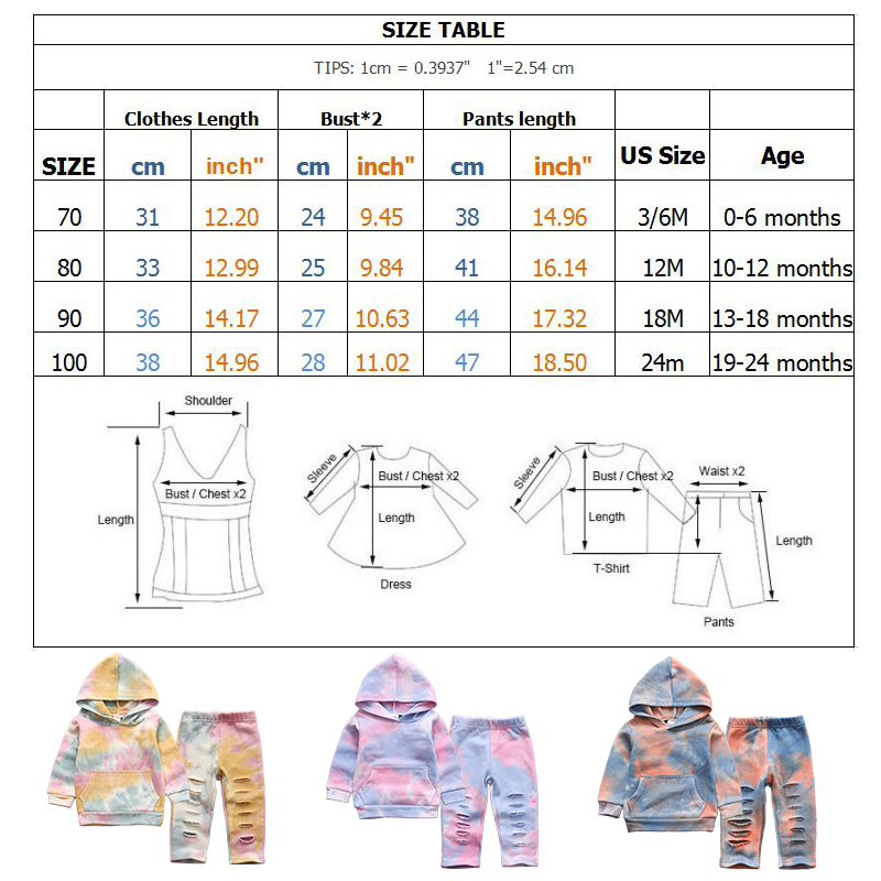 Newborn Infant Baby Boys Clothes Set Outfits Hoodies Pants Fashion Girls Clothing Cotton Tie Dye 2Pcs Toddler 2020 Autumn Winter