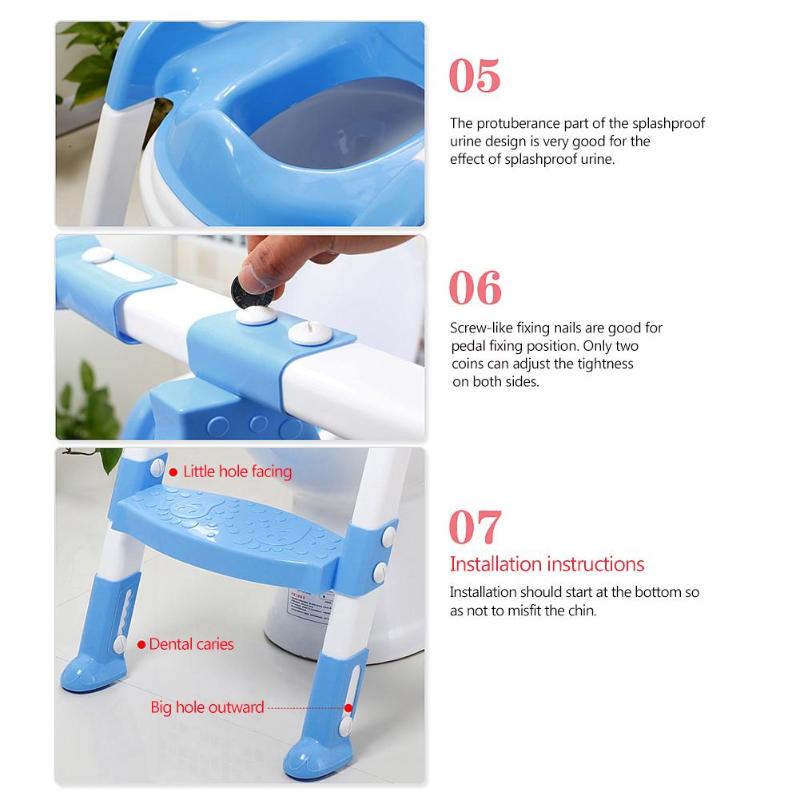 Folding Baby Potty Training Seat Infant Toilet Seat with Adjustable Ladder