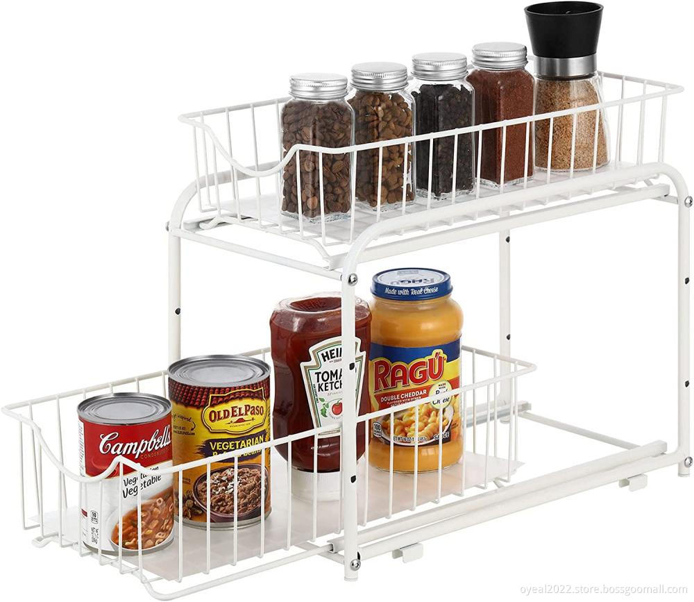 2 Tier Pull Out Cabinet Organizer for Kitchen