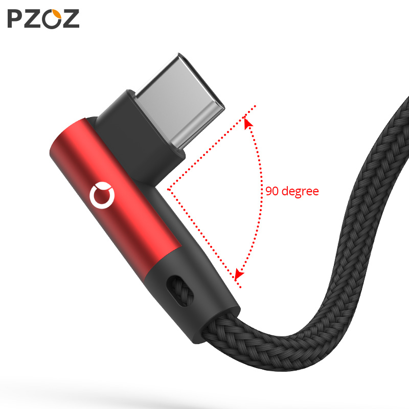 PZOZ USB C 90 Degree USB Type C Fast Charging cable Type-c data Cord Charger usb-c For Samsung S10 S9 s8 xiaomi redmi note 9s 8