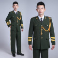 Men Drum Majorettes Perform Women Green Uniform Singers Dress Honor Guard Suit Flag Bearer Military Clothing For Cosplay Show