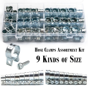 135Pcs Hose Clamp Double Ears Clamp 8-18mm Worm Drive Fuel Water Hose Pipe Clamps Clips Hose Fuel Clamps Assorted Kit