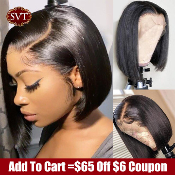 SVT Short Bob Straight 4X4 Lace Closure Wigs PrePlucked Baby Hair Lace Front Human Hair Wigs For Women Peruvian Bob Closure Wig