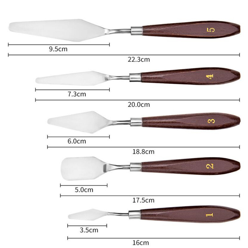 5pcs/set Stainless Steel Spatula Baking Pastry Tools Fondant Cream Mixing Scraper Oil Painting Shovel for Painting Knife