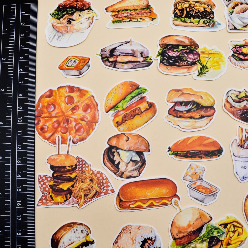 25pcs Self-made stikers Hamburg Potato Pizza Food stickers Handbook Cute Art Fresh Diary Decorative stationery sticker pegatinas