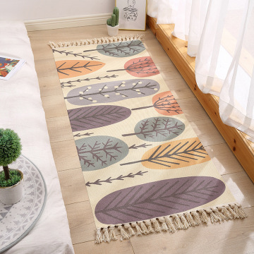 Nordic Rectangle Large Area Rug Bedroom Decor Girl Woven Cotton Rug Carpet Kids Modern Linen Living Room Knitting Floor Mat Home