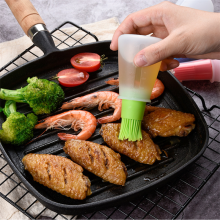 1Pcs Portable Silicone Oil Bottle with Brush Grill Oil Brushes Pastry Kitchen Baking BBQ Tools Kitchen Tools for Bbq Accessories