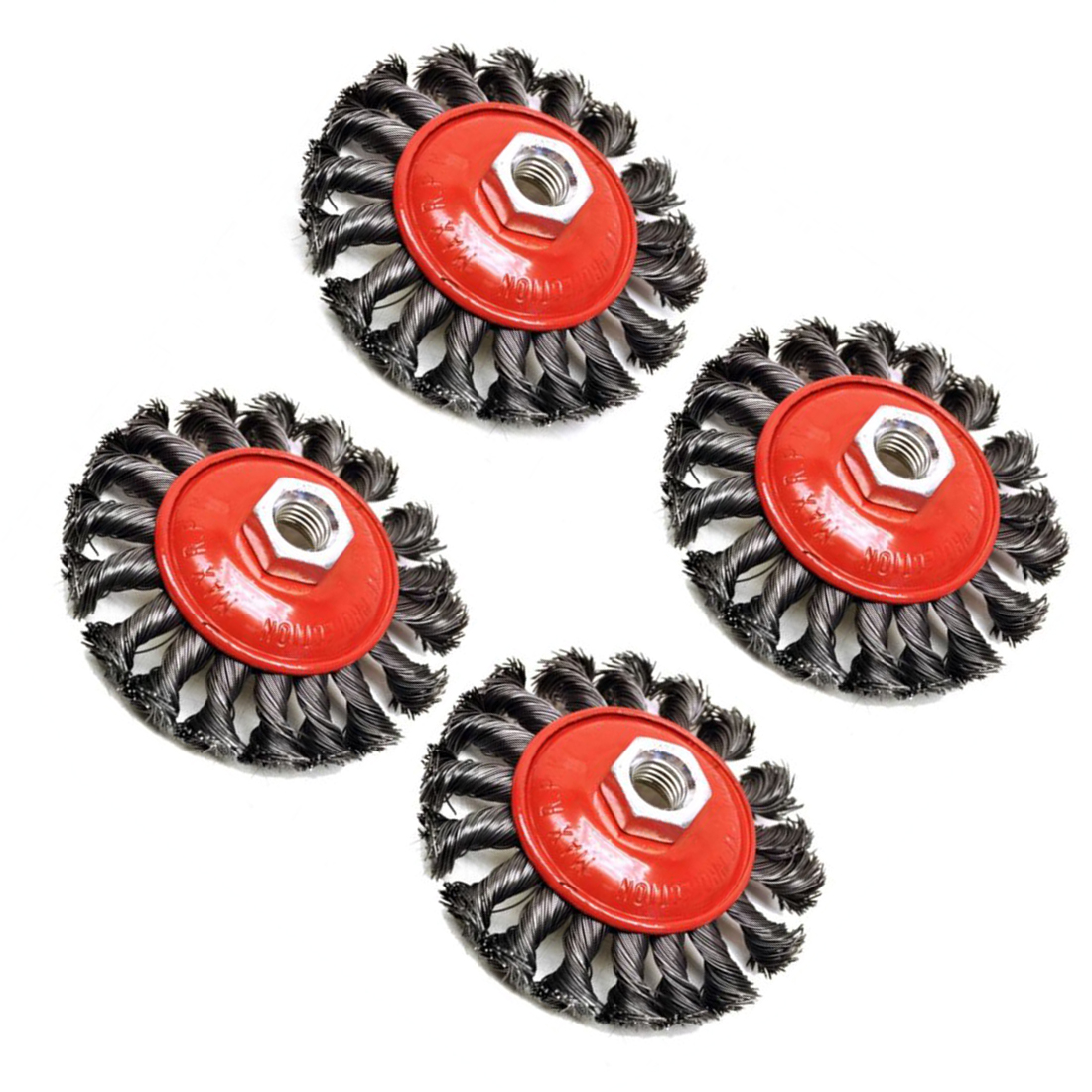 4 PCS 4inch 100mm Knotted Bench Steel Wire Brush Rust Removal Wheel Deburring Derusting For Angle Grinder TE242 M14 Thread