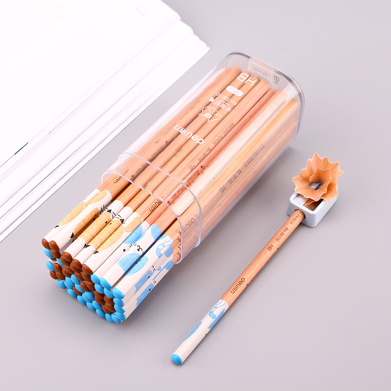 Wood cartoon pencils HB standard pencils triangle pencil pole student's writing stationery 10pcs/lot without box loose package