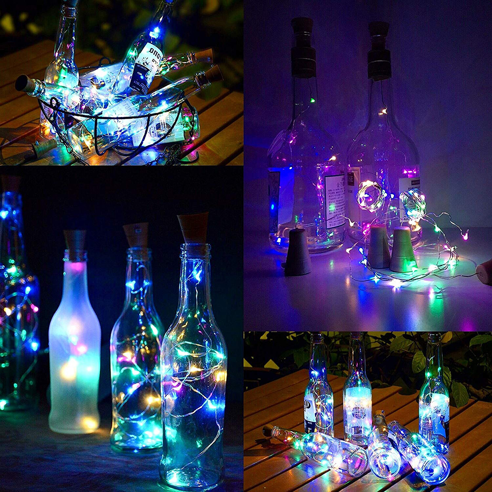 1/6/10Pcs Copper Wire LED Garland Solar Powered Cork Wine Bottle Lights Christmas LED String Light Party Wedding Decoration Lamp