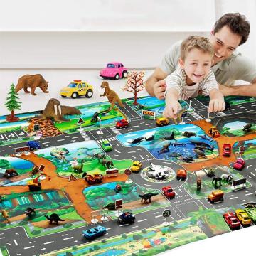 130*100cm Large City Traffic Car Park Play Mat Waterproof Non-woven Kids Playmat Pull Back Car Toys Children's Mat Baby Gym