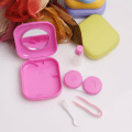 Cute Mini Contact Lens Case for Women Girl Eyes Care Contact Lenses Mirror Tweezers Suction Stick Container Travel Kit Box