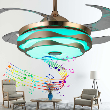 ceiling fan music musical led lamp with light remote control mobile phone APP Bluetooth Modern 42-inch invisible bedroom decor