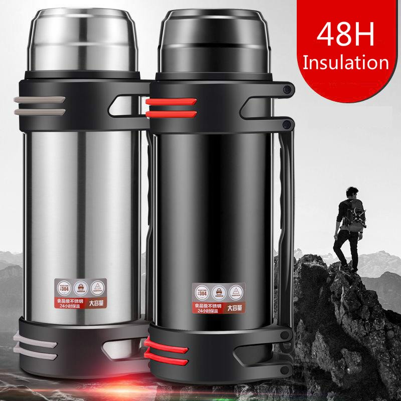 Stainless Steel Thermos flask Thermo Water Bottle Large Capacity Coffee Cup Mug 48 Hours Insulation For Outdoor Travel Bottle