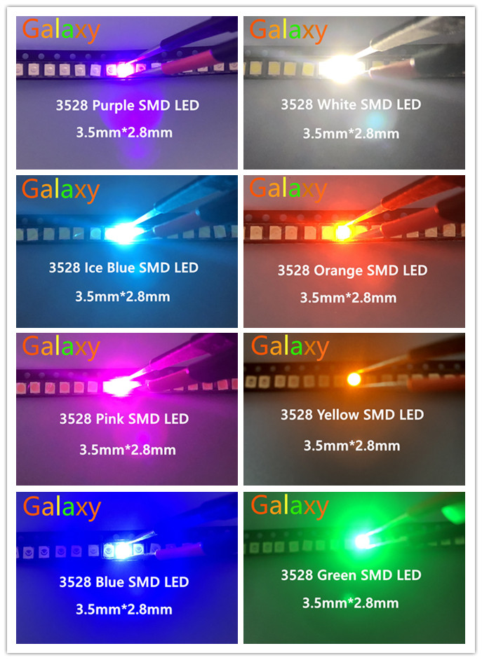 100pcs/lot SMD LED Diodes 3528 1210 Diode SMD LED Diodo Kit Green RED WARM White ICE Blue Yellow Pink Purple-UV Orange rgb