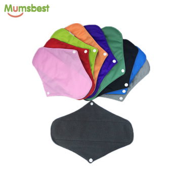 [Mumsbest] 10PCS Bamboo Charcoal Maternity Pads Sanitary Pad Reusable Washable Solid Color Cloth Pads Send By Random