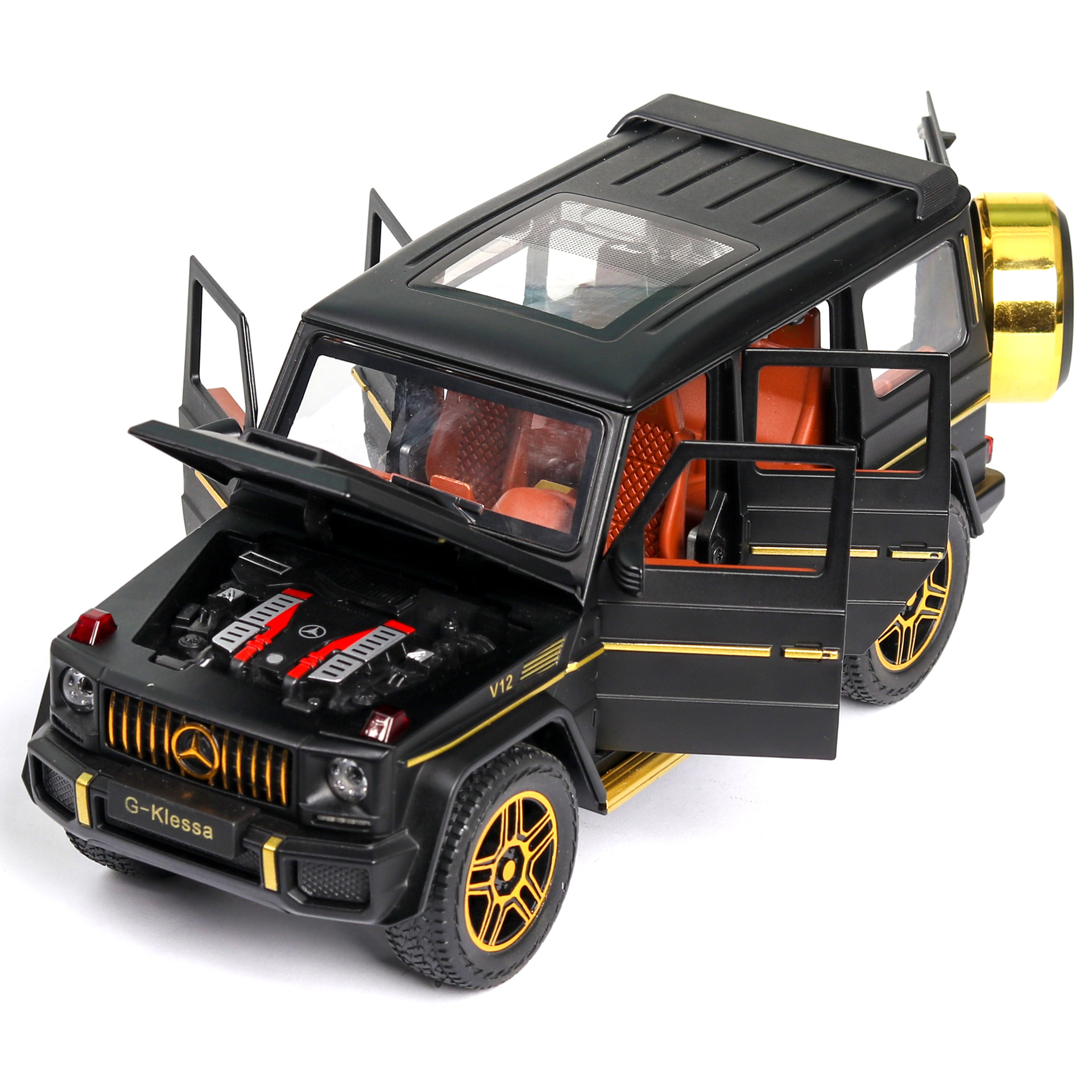 1:24 Toy Car Model Metal Wheels Simulation G65 Alloy Car Diecast Toy Vehicle Sound Light Pull Back Car Toys For Kids Gift