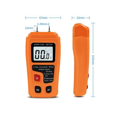 0-99.9% Handheld Digital Wood Moisture Meter Large LCD Display Humidity Tester Hygrometer Timber Damp Detector with 2 Test Probe