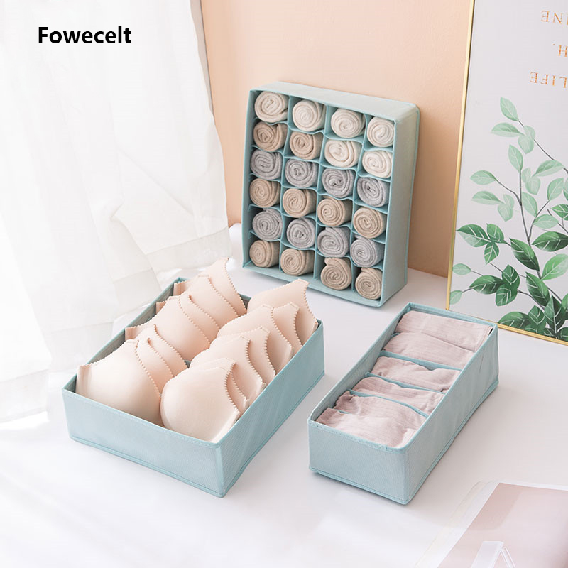 Fowecelt 3PCS/Set Non-woven Storage Boxes Underwear Clothes Organizer Drawer Closet Organizer For Folding Socks Shorts Bra