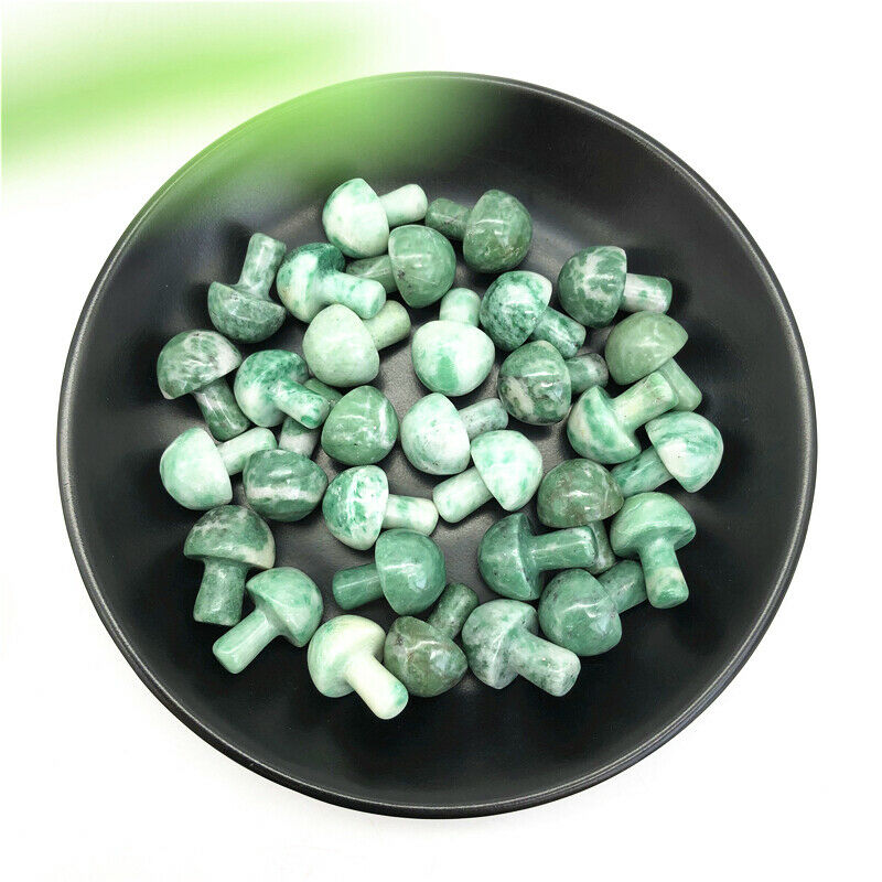 Natural Green Jade Emerald Stone Mushroom Shaped Crystal Polished Healing Gift Natural Stones and Minerals