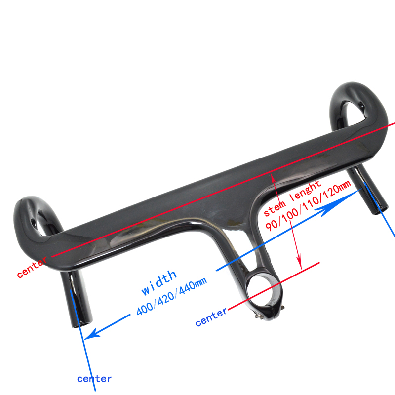 2019 New full carbon road bike handlebar integrated cycling bicycle handlebars with stem 90 100 110 120mm width 400 420 440mm